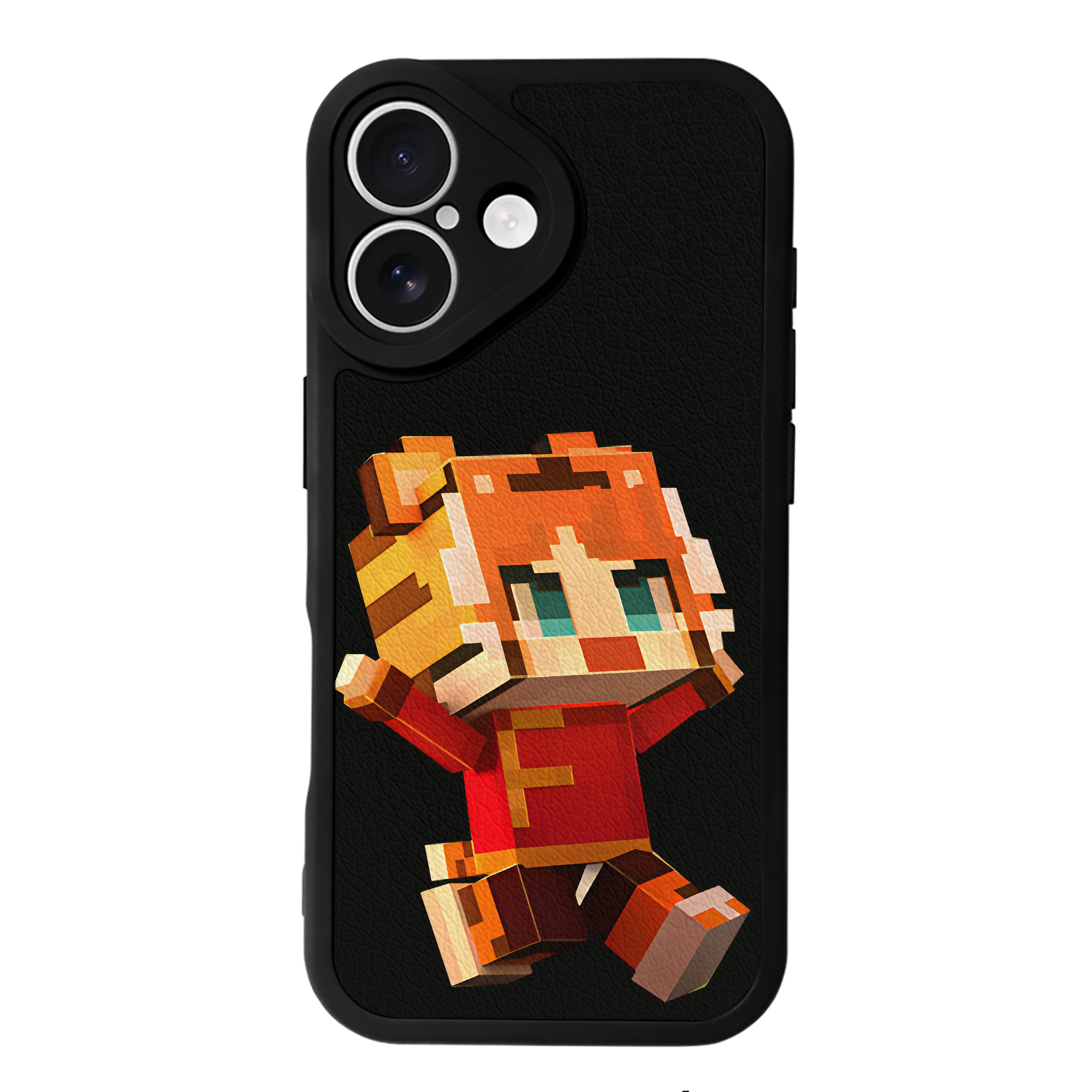 （画像用） マインクラフト ブロックの世界 Minecraft MC Block world 【iPhone 16シリーズ対応】シリコンスマホケース（レザー調） 材質：シリコン